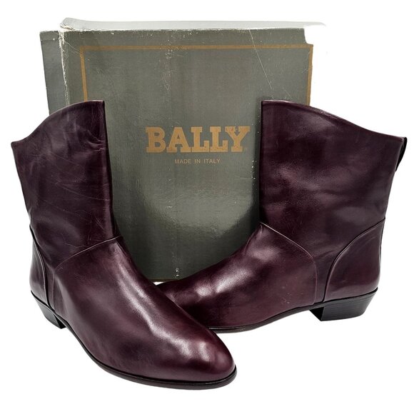 Bally Other - 14D Vintage NEW Bally Calfskin Leather Dress Boots Burgundy Brown Italy with Box